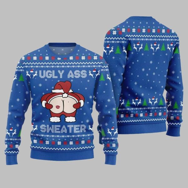 2025 Christmas Caught Kissing Santa Ugly Christmas Sweater 5
