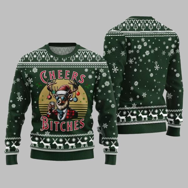 2025 Christmas Cheer Reindeer Bitches Ugly Christmas Sweater 2