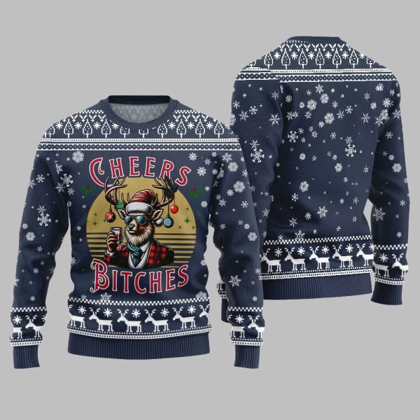 2025 Christmas Cheer Reindeer Bitches Ugly Christmas Sweater 4