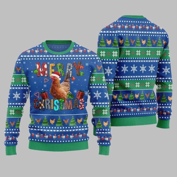 2025 Christmas Chicken Merry Christmas Ugly Christmas Sweater 1