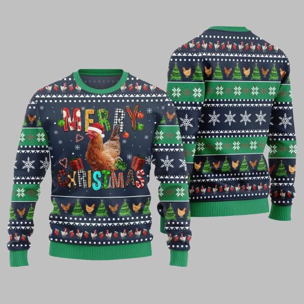 2025 Christmas Chicken Merry Christmas Ugly Christmas Sweater 3