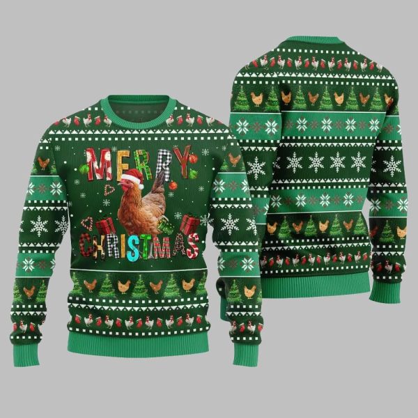 2025 Christmas Chicken Merry Christmas Ugly Christmas Sweater 4