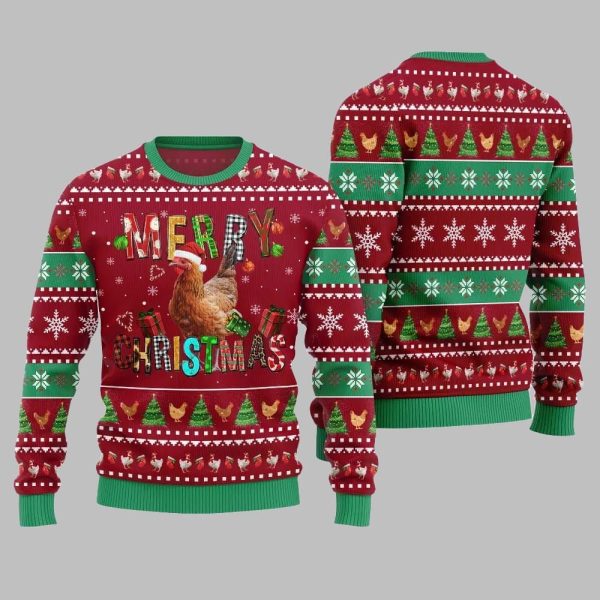 2025 Christmas Chicken Merry Christmas Ugly Christmas Sweater 5