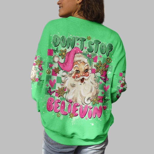 2025 Christmas Claus Dont Stop Believing Shirt 3