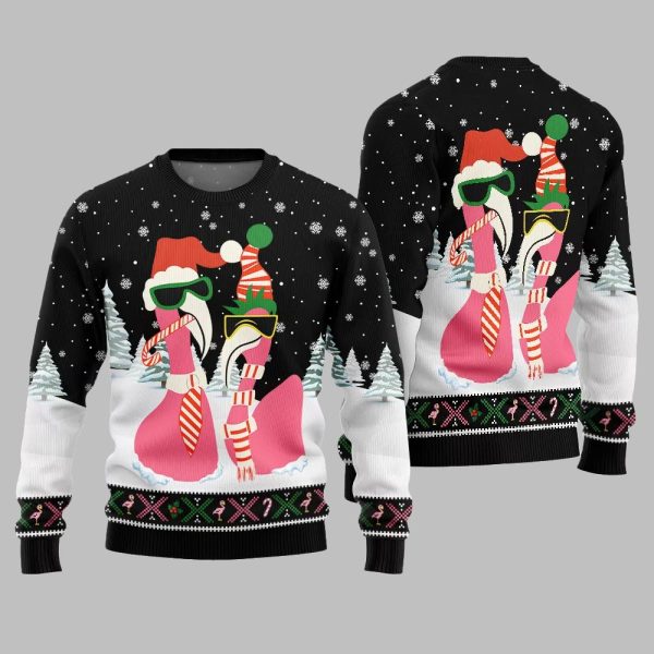 2025 Christmas Cool Flamingo Ugly Christmas Sweater 6