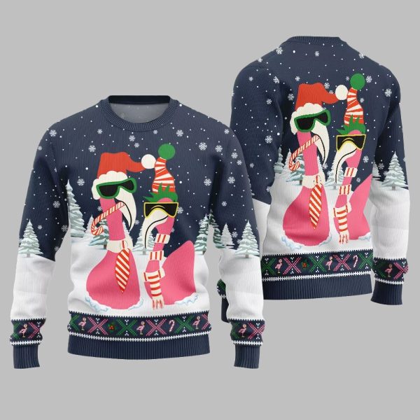 2025 Christmas Cool Flamingo Ugly Christmas Sweater 9