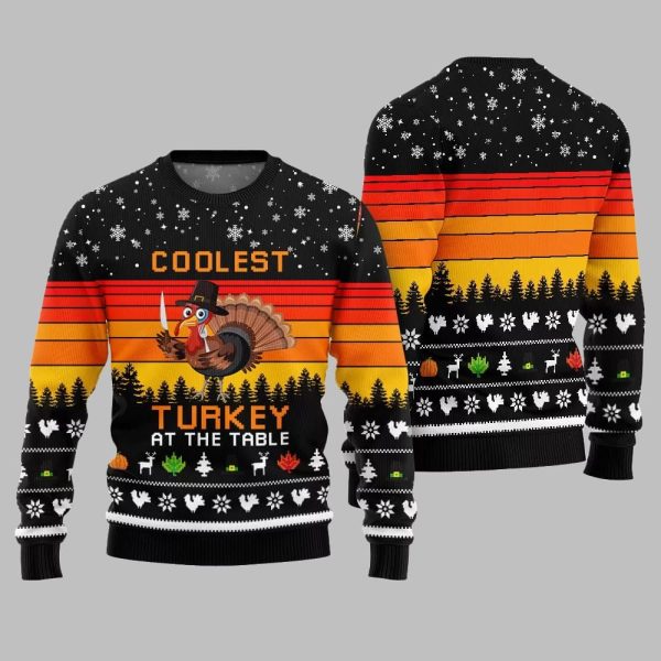 2025 Christmas Coolest Turkey At The Table Ugly Christmas Sweater 2