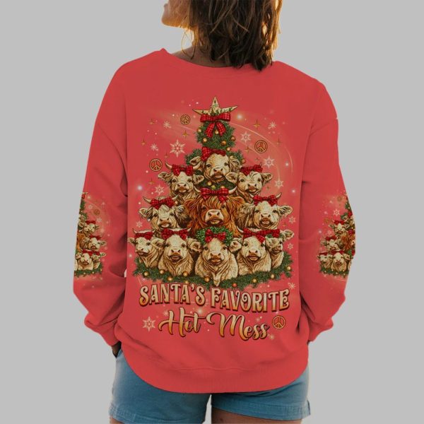 2025 Christmas Cow Santas Favorite Hot Mess Shirt 3