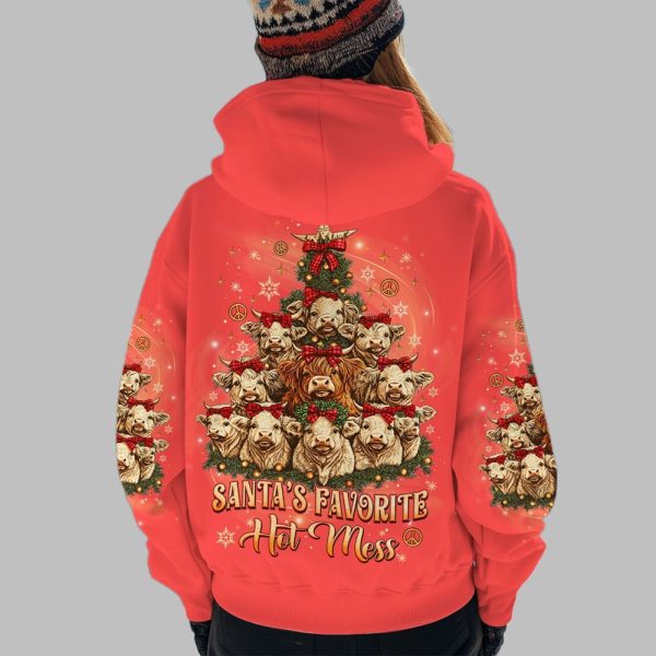 2025 Christmas Cow Santas Favorite Hot Mess Shirt 4