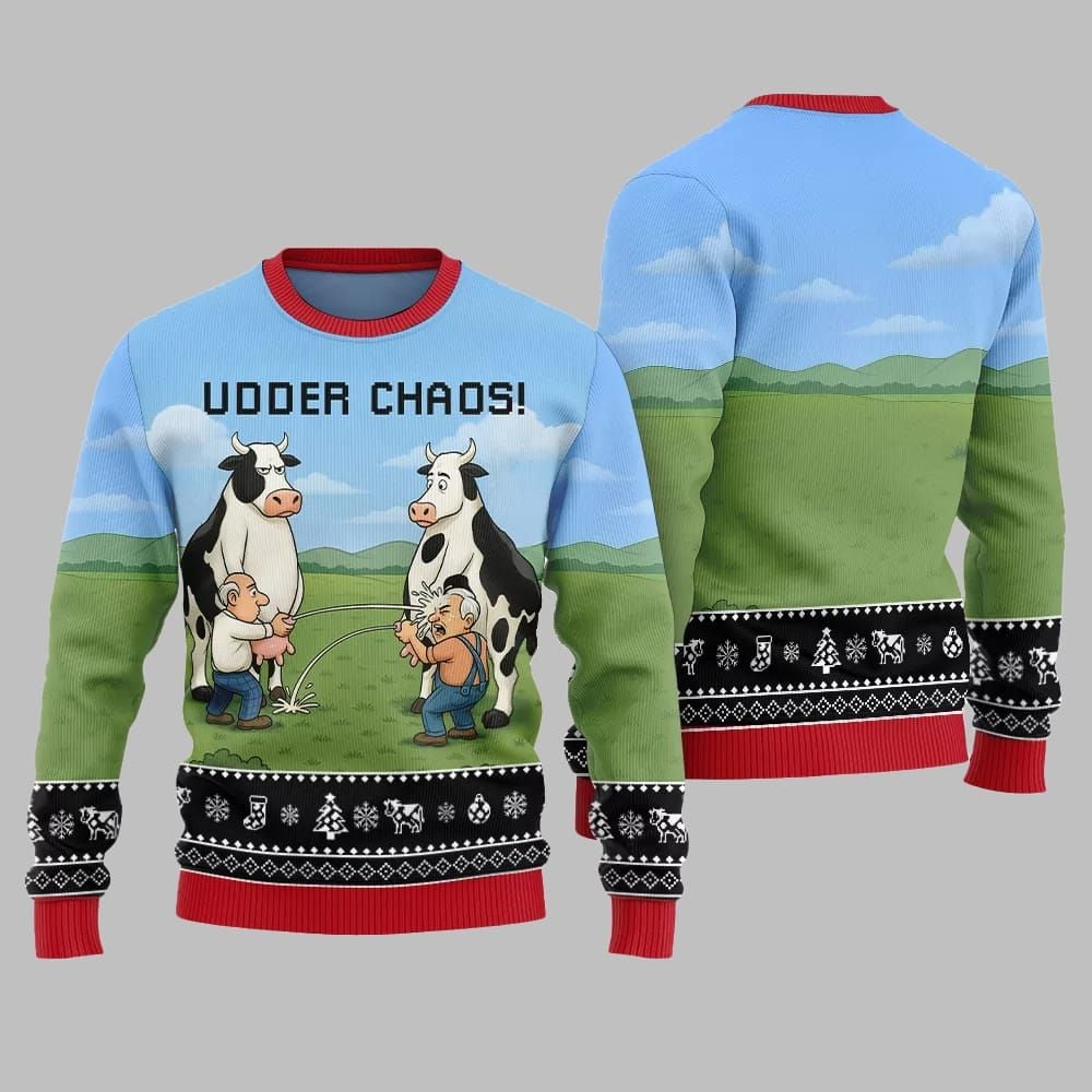 2025 Christmas Cow Udder Chaos Ugly Christmas Sweater 1 2025 Christmas Cow Udder Chaos Ugly Christmas Sweater 1