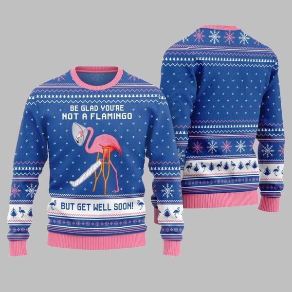 2025 Christmas Crazy Flamingo Oops Broken Leg Ugly Christmas Sweater 2
