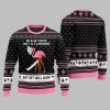 2025 Christmas Crazy Flamingo Oops Broken Leg Ugly Christmas Sweater 3