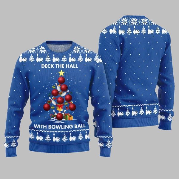 2025 Christmas Deck The Hall With Bowling Ball Xmas Sweater 1