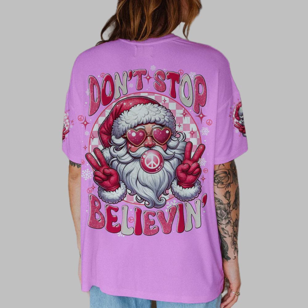 2025 Christmas Don't Stop Believin Claus Shirt 2025 Christmas Don't Stop Believin Claus Shirt