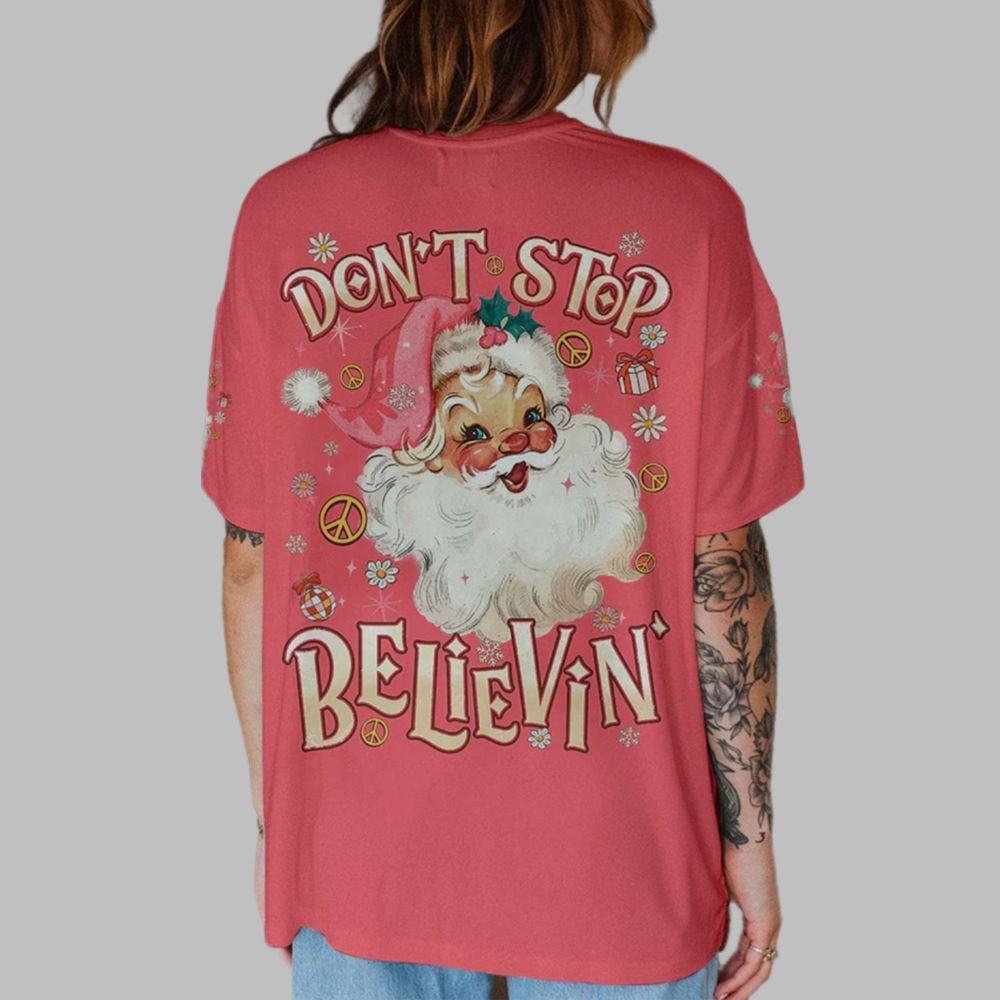 2025 Christmas Don't Stop Believin Santa Claus Shirt 2025 Christmas Don't Stop Believin Santa Claus Shirt