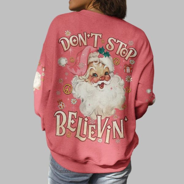 2025 Christmas Dont Stop Believin Santa Claus Shirt 3
