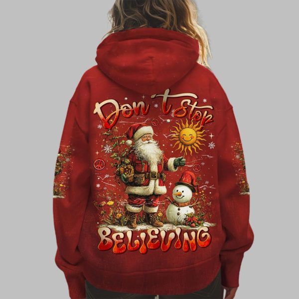 2025 Christmas Dont Stop Believing Santa Snowman Shirt 4