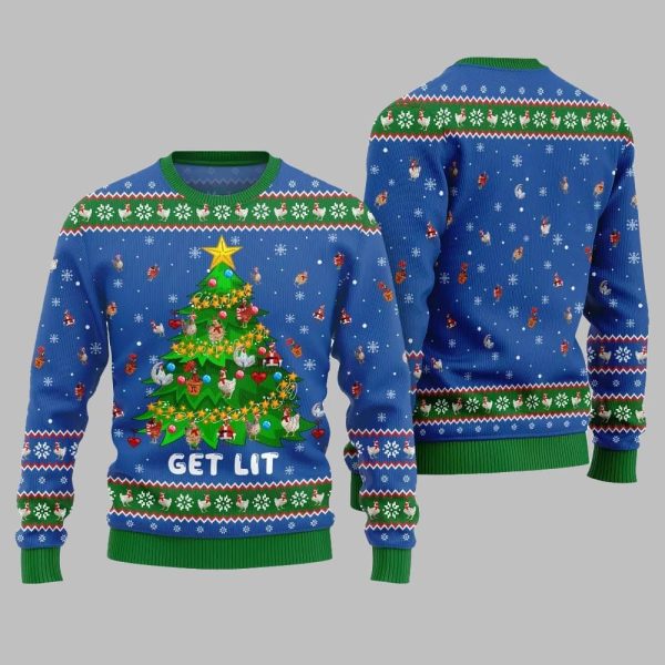 2025 Christmas Epic Chicken Ornament On Christmas Tree Ugly Christmas Sweater 1