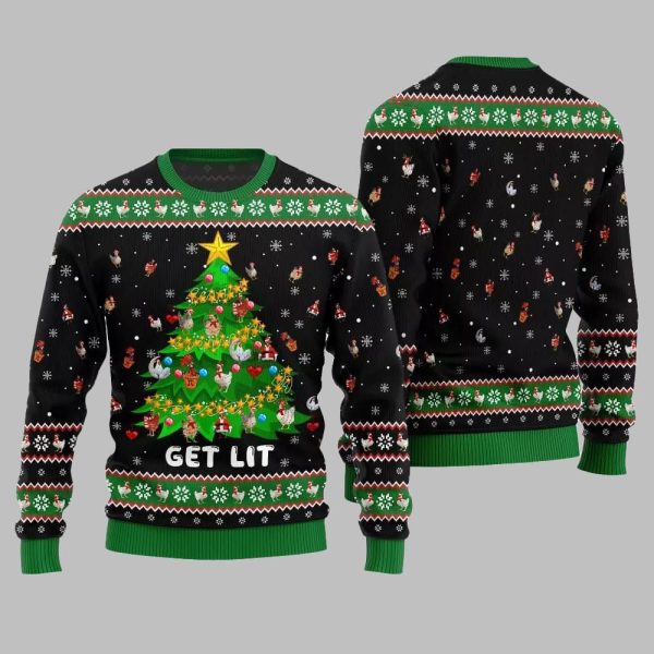 2025 Christmas Epic Chicken Ornament On Christmas Tree Ugly Christmas Sweater 5