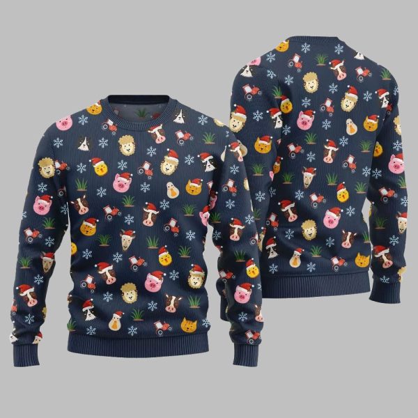 2025 Christmas Farm Animal Cute Ugly Christmas Sweater 1