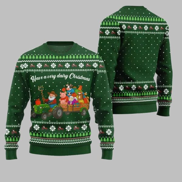 2025 Christmas Farming have A Very Dairy Christmas Ugly Christmas Sweater 5