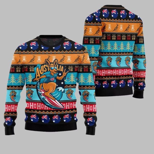 2025 Christmas Festive Australia Kangaroo Holiday Jumper Ugly Christmas Sweater 2