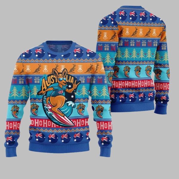 2025 Christmas Festive Australia Kangaroo Holiday Jumper Ugly Christmas Sweater 4