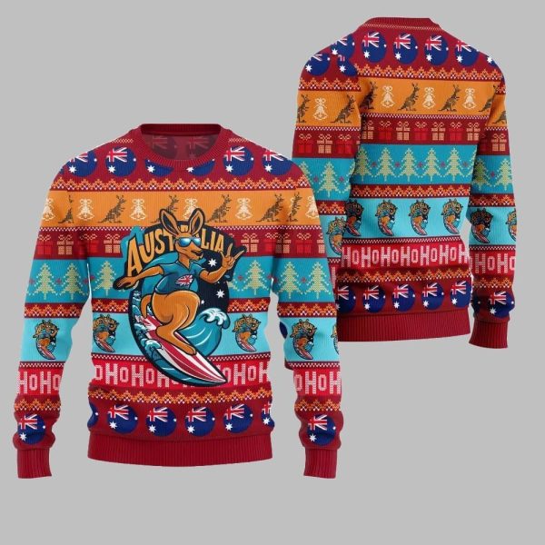 2025 Christmas Festive Australia Kangaroo Holiday Jumper Ugly Christmas Sweater 5