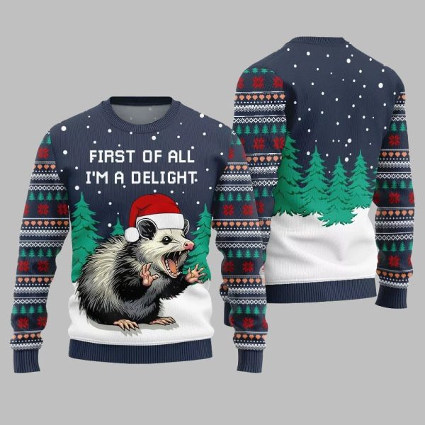 2025 Christmas First Of All Im A Delight Ugly Christmas Sweater 4