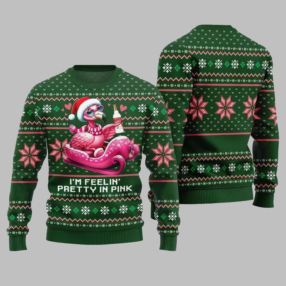 2025 Christmas Flamingo Im Feelin Pretty In Pink Ugly Christmas Sweater 1 2025 Christmas Flamingo Im Feelin Pretty In Pink Ugly Christmas Sweater 1
