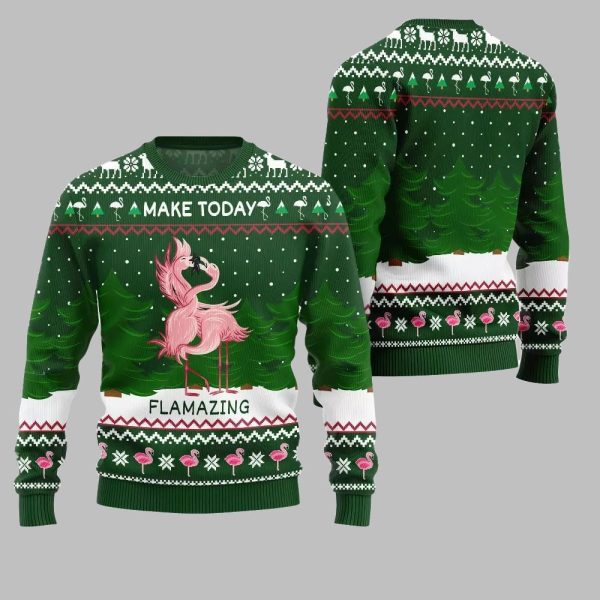 2025 Christmas Flamingo Make Today Flamazing Ugly Christmas Sweater 2
