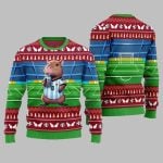 2025 Christmas Funny Capybara Football Ugly Christmas Sweater