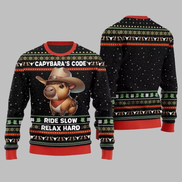 2025 Christmas Funny Capybara Ugly Christmas Sweater 2