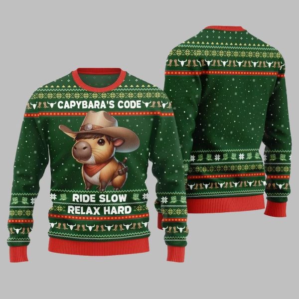 2025 Christmas Funny Capybara Ugly Christmas Sweater 3