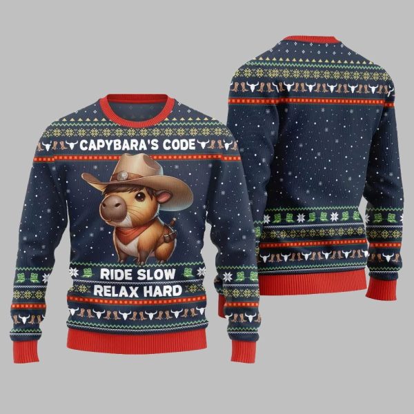 2025 Christmas Funny Capybara Ugly Christmas Sweater 4