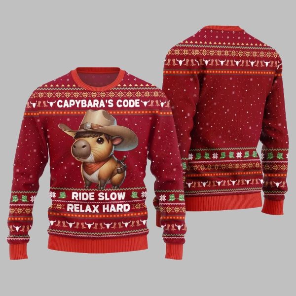 2025 Christmas Funny Capybara Ugly Christmas Sweater 5