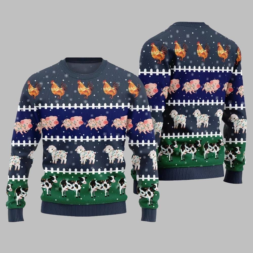 2025 Christmas Funny Farming Animals Ugly Christmas Sweater 1 2025 Christmas Funny Farming Animals Ugly Christmas Sweater 1