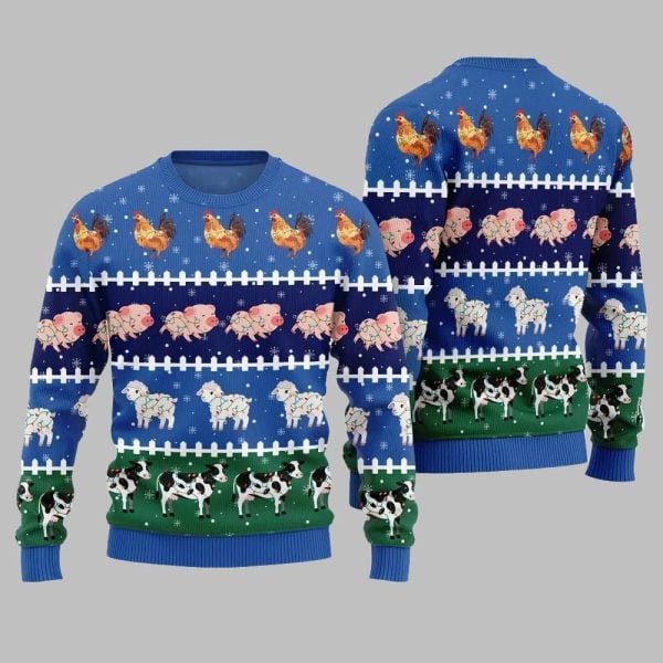 2025 Christmas Funny Farming Animals Ugly Christmas Sweater 3