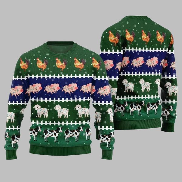 2025 Christmas Funny Farming Animals Ugly Christmas Sweater 4