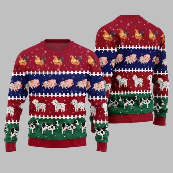 2025 Christmas Funny Farming Animals Ugly Christmas Sweater 5