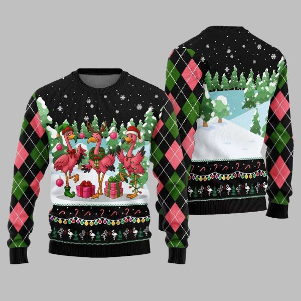 2025 Christmas Funny Flamingo Ugly Christmas Sweater 2