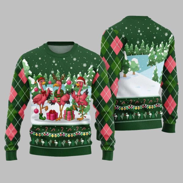 2025 Christmas Funny Flamingo Ugly Christmas Sweater 3
