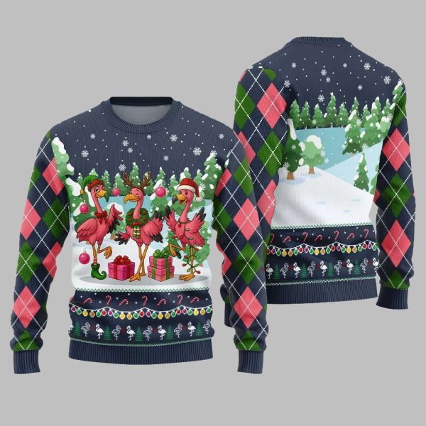 2025 Christmas Funny Flamingo Ugly Christmas Sweater 4