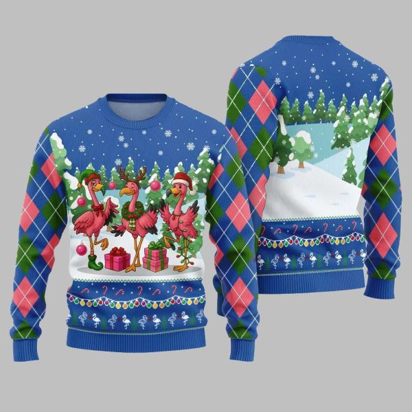 2025 Christmas Funny Flamingo Ugly Christmas Sweater 5