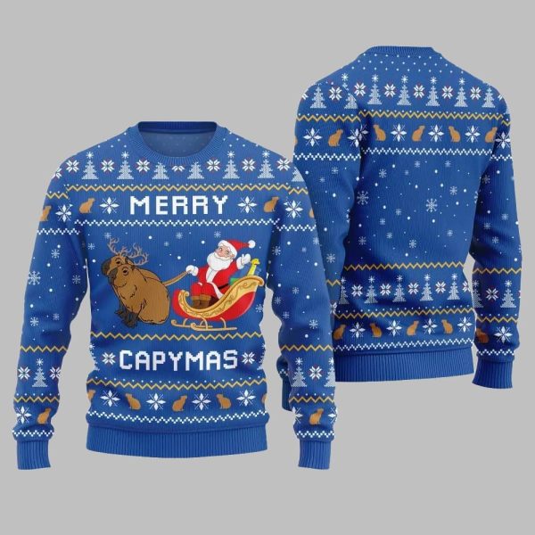 2025 Christmas Funny Merry Capybara Ugly Christmas Sweater 1