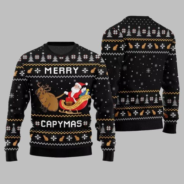 2025 Christmas Funny Merry Capybara Ugly Christmas Sweater 2