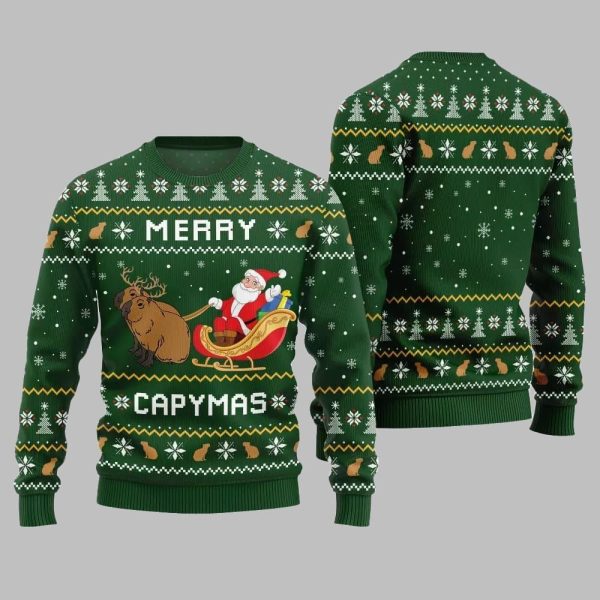 2025 Christmas Funny Merry Capybara Ugly Christmas Sweater 3