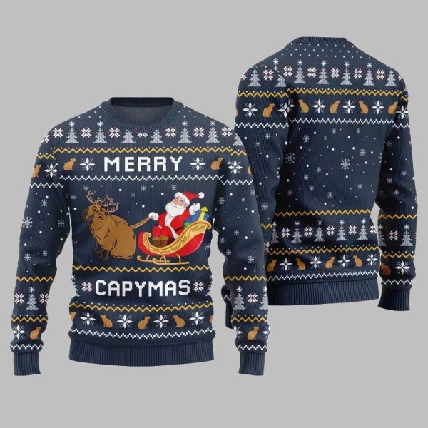 2025 Christmas Funny Merry Capybara Ugly Christmas Sweater 5