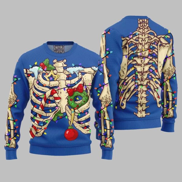 2025 Christmas Funny Skeleton Ugly Christmas Sweater 1