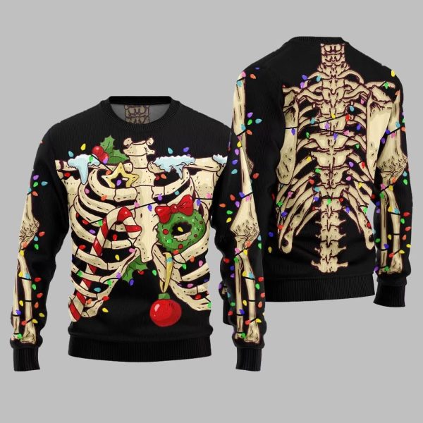 2025 Christmas Funny Skeleton Ugly Christmas Sweater 2